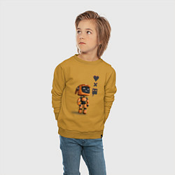 Свитшот хлопковый детский Оранжевый робот с логотипом LDR, цвет: горчичный — фото 2