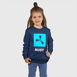 Свитшот хлопковый детский Символ Rust в неоновых цветах, цвет: тёмно-синий — фото 2