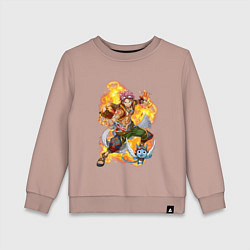 Свитшот хлопковый детский Нацу Драгнил и Хеппи, цвет: пыльно-розовый