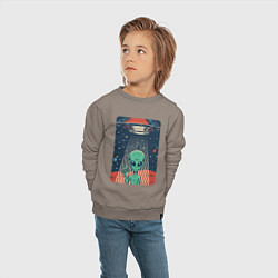 Свитшот хлопковый детский Mars Alien, цвет: утренний латте — фото 2