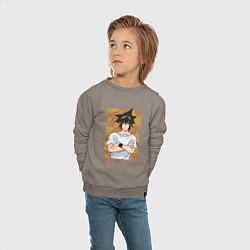 Свитшот хлопковый детский Царь Обезьян Джин, цвет: утренний латте — фото 2