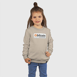 Свитшот хлопковый детский Bitcoin Accepted Here Биткоин принимается здесь, цвет: миндальный — фото 2