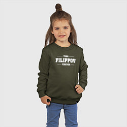 Свитшот хлопковый детский Team Filippov Forever фамилия на латинице, цвет: хаки — фото 2