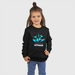 Свитшот хлопковый детский Символ Hitman в неоновых цветах, цвет: черный — фото 2