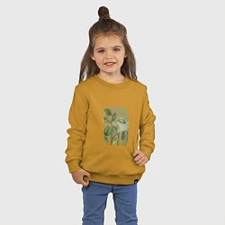 Свитшот хлопковый детский Нежные листья на акварельном фоне, цвет: горчичный — фото 2