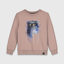 Свитшот хлопковый детский Прикольная сова в акварельном рисунке, цвет: пыльно-розовый