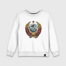 Свитшот хлопковый детский Серп и молот СССР, цвет: белый