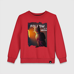Свитшот хлопковый детский STRAY FOLLOW MEOW, цвет: красный