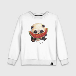Свитшот хлопковый детский Маленький панда ест арбуз, цвет: белый