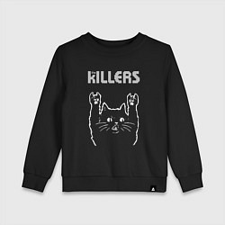 Свитшот хлопковый детский The Killers рок кот, цвет: черный