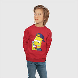 Свитшот хлопковый детский Барт Симпсон разговаривает по мобиле, цвет: красный — фото 2