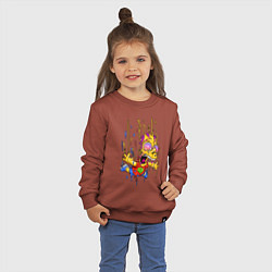 Свитшот хлопковый детский Барт Симпсон - свободное падение, цвет: кирпичный — фото 2