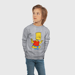 Свитшот хлопковый детский Барт Симпсон - сидит со скрещенными пальцами, цвет: меланж — фото 2
