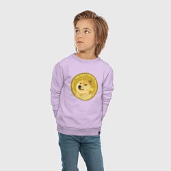 Свитшот хлопковый детский Иронизирующая монета с Доге, цвет: лаванда — фото 2