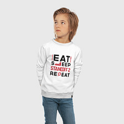 Свитшот хлопковый детский Надпись: eat sleep Standoff 2 repeat, цвет: белый — фото 2