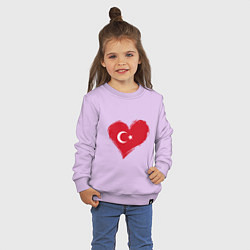 Свитшот хлопковый детский Сердце - Турция, цвет: лаванда — фото 2