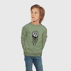 Свитшот хлопковый детский Volkswagen - art logo, цвет: авокадо — фото 2