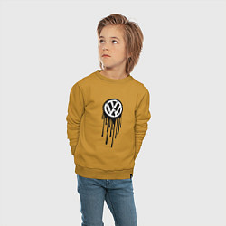 Свитшот хлопковый детский Volkswagen - art logo, цвет: горчичный — фото 2