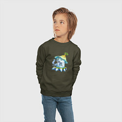Свитшот хлопковый детский Морской монстр с цепью, цвет: хаки — фото 2