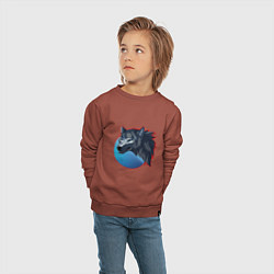 Свитшот хлопковый детский Морда ночного волка, цвет: кирпичный — фото 2