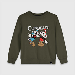 Свитшот хлопковый детский Cuphead - Mugman, цвет: хаки