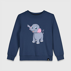 Свитшот хлопковый детский Веселый серый слоник, цвет: тёмно-синий