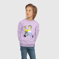 Свитшот хлопковый детский Гомер Симпсон - крутой рок гитарист, цвет: лаванда — фото 2