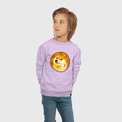 Свитшот хлопковый детский Монета пёсика Доге, цвет: лаванда — фото 2