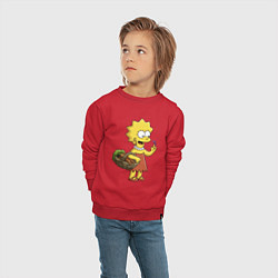 Свитшот хлопковый детский Lisa Simpson с гусеницей на даче, цвет: красный — фото 2