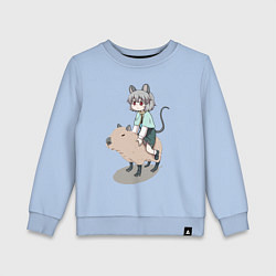 Свитшот хлопковый детский Nazrin - Touhou riding a capybara, цвет: мягкое небо
