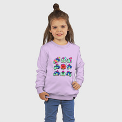 Свитшот хлопковый детский Значки на Базз Пины Бравл Старс Buzz, цвет: лаванда — фото 2