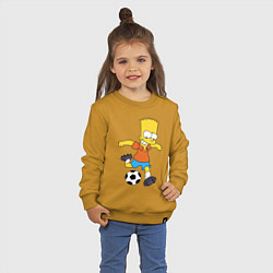 Свитшот хлопковый детский Барт Симпсон бьёт по футбольному мячу, цвет: горчичный — фото 2