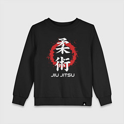 Свитшот хлопковый детский Jiu-jitsu red splashes, цвет: черный