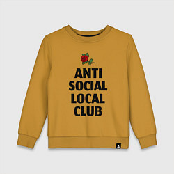 Свитшот хлопковый детский Anti social local club, цвет: горчичный