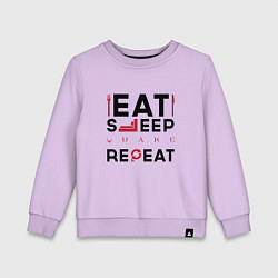 Свитшот хлопковый детский Надпись: eat sleep Quake repeat, цвет: лаванда