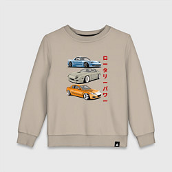 Свитшот хлопковый детский RX7 FD FC RX8 Rotary, цвет: миндальный