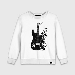 Свитшот хлопковый детский Гитара и птицы, цвет: белый