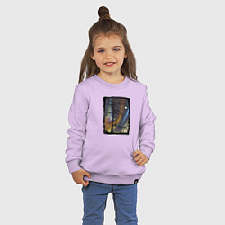 Свитшот хлопковый детский Кошки на дереве и северное сияние, цвет: лаванда — фото 2