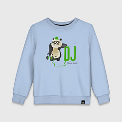 Свитшот хлопковый детский DJ панда я люблю музыку, цвет: мягкое небо