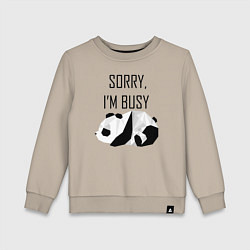 Свитшот хлопковый детский Извини я занят - панда, цвет: миндальный