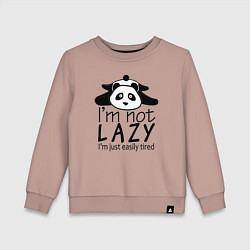 Свитшот хлопковый детский Я не ленивый я просто быстро устаю - панда, цвет: пыльно-розовый