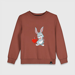 Свитшот хлопковый детский Влюблённый кролик, цвет: кирпичный