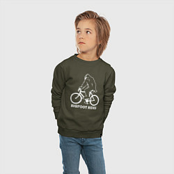 Свитшот хлопковый детский Бигфут на велосипеде, цвет: хаки — фото 2