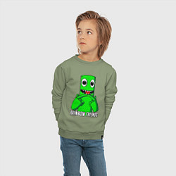 Свитшот хлопковый детский Радужные друзья - Зеленый, цвет: авокадо — фото 2