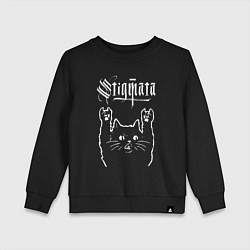 Свитшот хлопковый детский Stigmata рок кот, цвет: черный