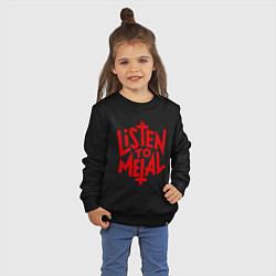 Свитшот хлопковый детский Listen to metal, цвет: черный — фото 2