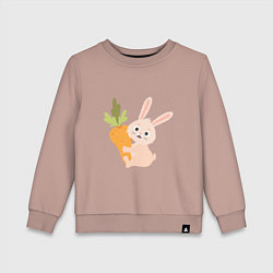 Свитшот хлопковый детский Кролик с морковкой, цвет: пыльно-розовый