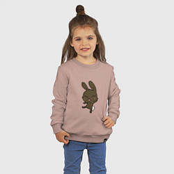 Свитшот хлопковый детский Прикольный кролик, цвет: пыльно-розовый — фото 2