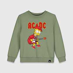 Свитшот хлопковый детский AC DC Барт Симпсон, цвет: авокадо