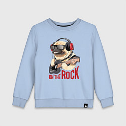 Свитшот хлопковый детский Крутой мрпс играет на гитаре, цвет: мягкое небо